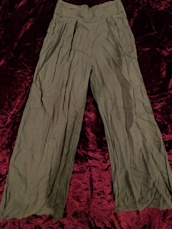 Abercrombie & Fitch Pants - Abercrombie Olive Green Wide Leg Linen Pants XXS